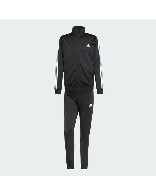 Adidas Black Basic 3-Stripes Tricot Track Suit for men
