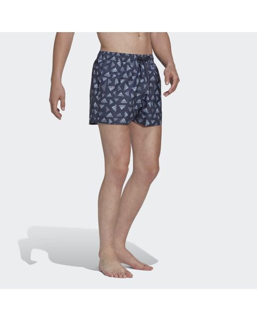 Adidas Blue Logo Print Clx Swim Shorts Very Short Length for men