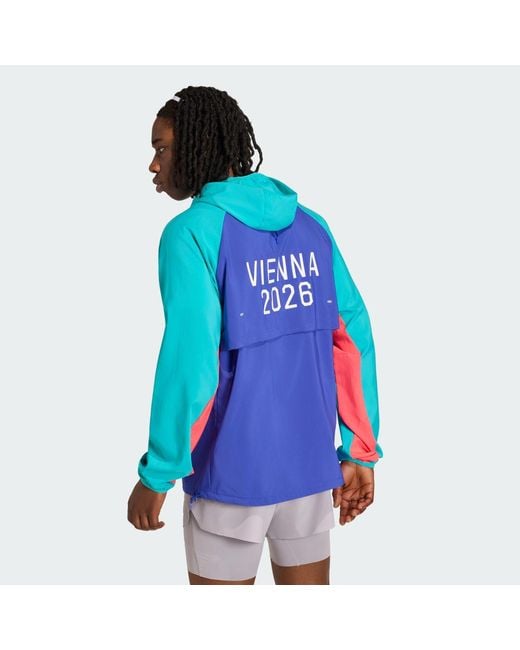 Adidas Blue Vienna Marathon Running Jacket for men