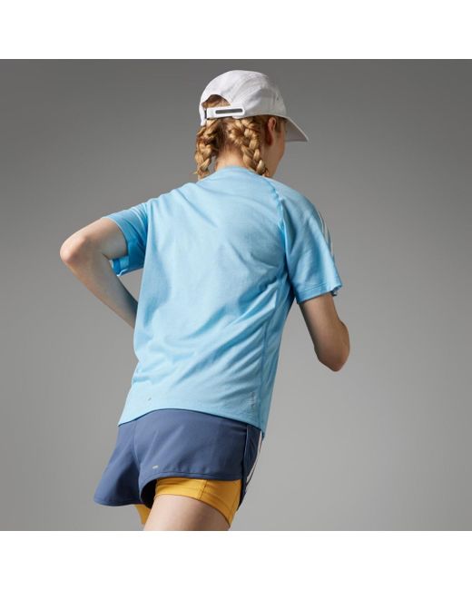 Adidas Blue Own The Run 3-stripes T-shirt