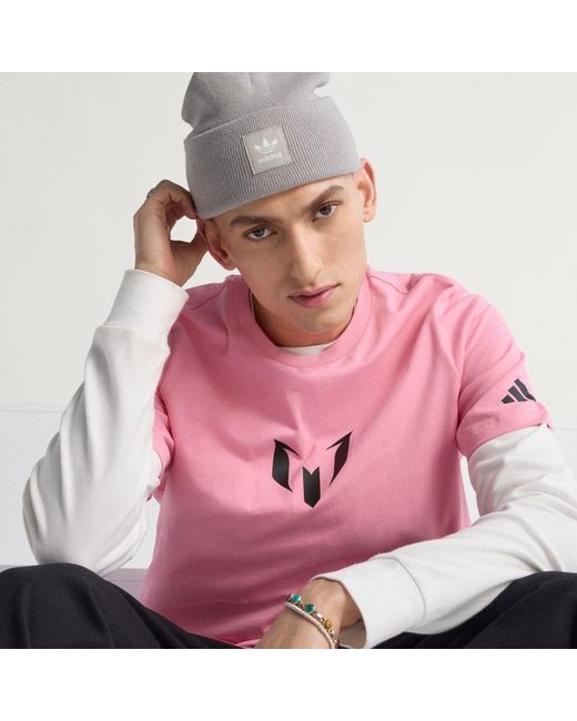 Adidas Pink Messi Graphic T-Shirt for men