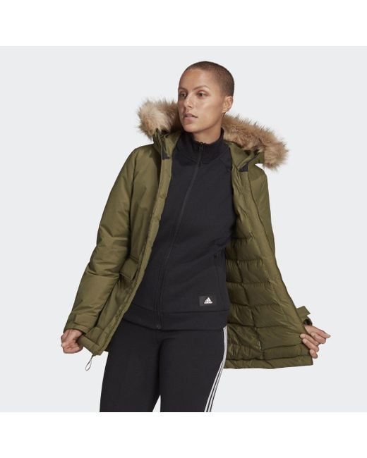 Parka con capucha Utilitas adidas de Tejido sintético de color Verde | Lyst