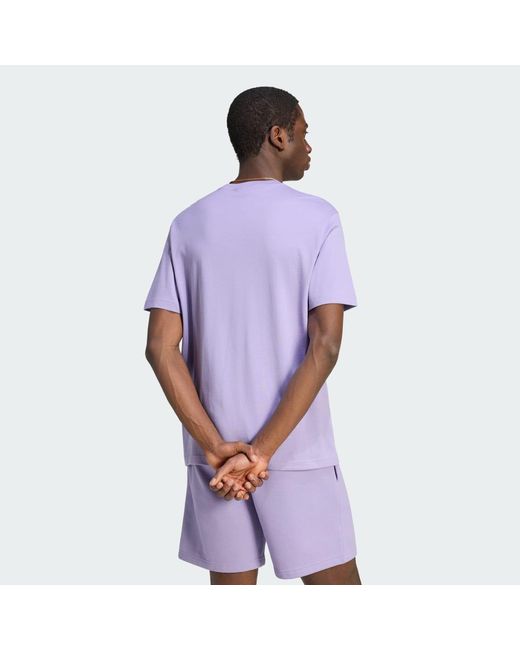 Adidas Purple Trefoil Essentials T-Shirt for men