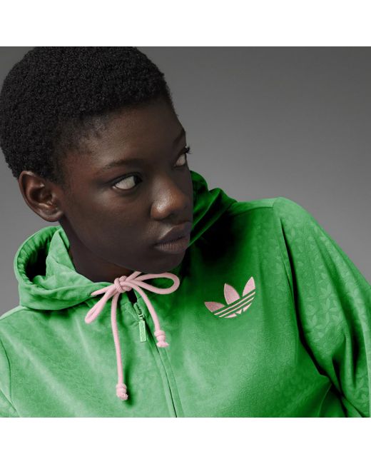 Adidas Green Adicolor 70S Velour Zip Hoodie