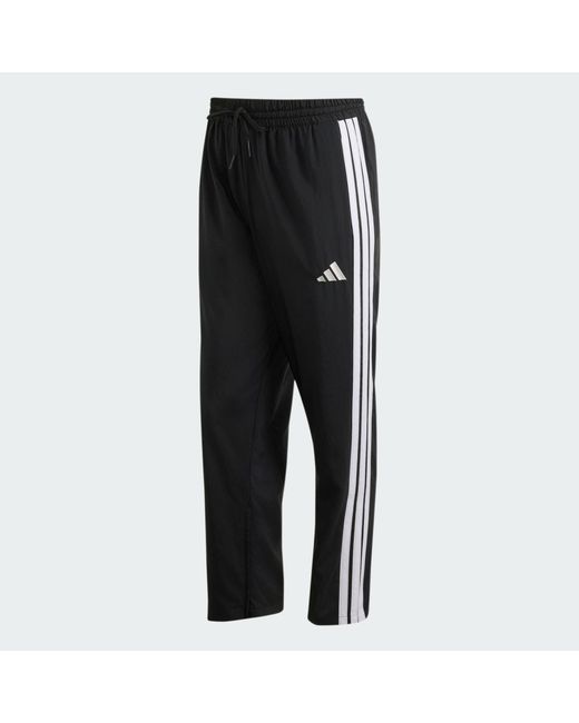 Adidas Black Essentials 3-Stripes Stanford Pants Open Hem for men