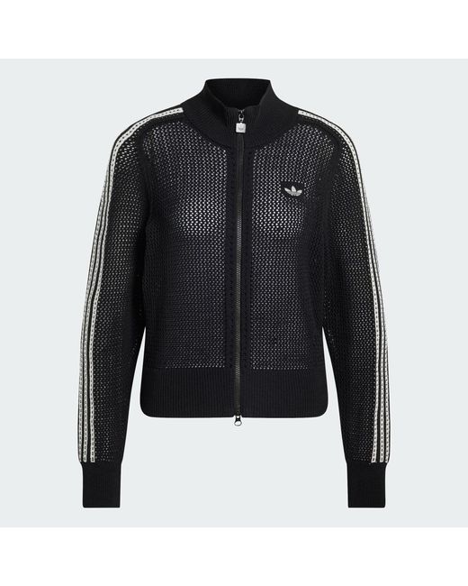 Adidas Originals Black Sweatshirt Adidas Knitted Crochet Firebird Track Top