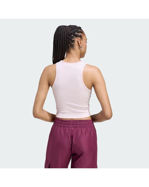 Adidas Purple Essentials Ribbed Tank Top