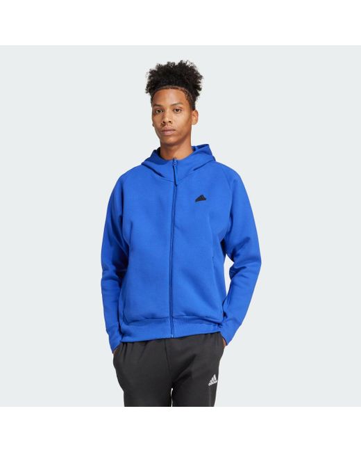 Adidas Blue Z.N.E. Premium Full-Zip Hooded Track Jacket for men