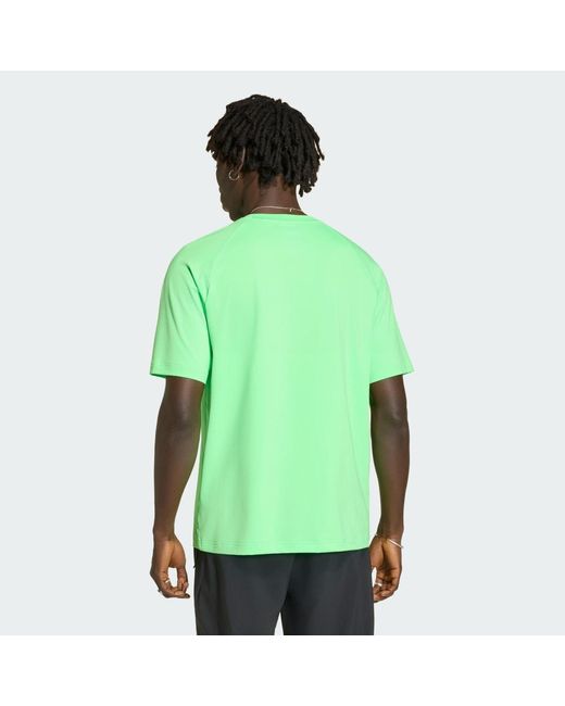 Adidas Originals Green T-Shirt Adidas Tech Trefoil Essentials Polyester T-Shirt for men
