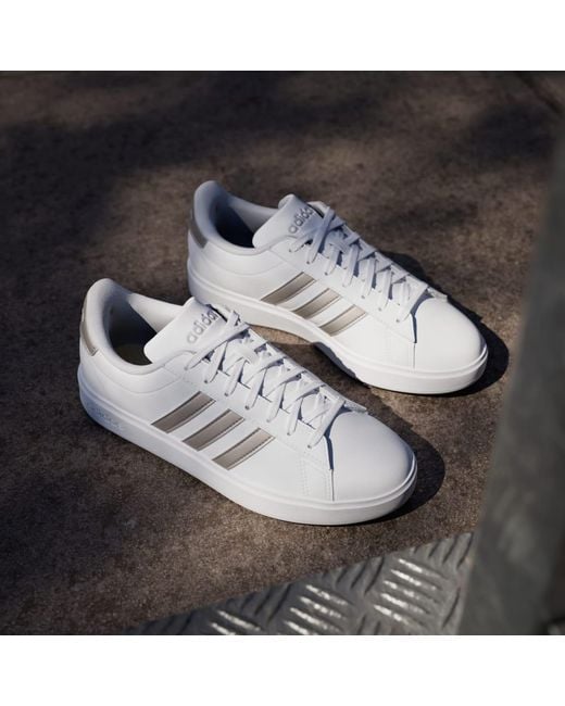 Adidas White Grand Court Cloudfoam Lifestyle Comfort Shoes