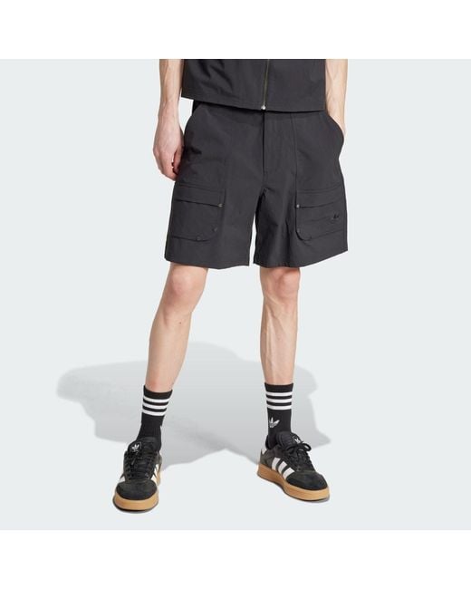 Adidas Black Premium Essentials Utility Cargo Shorts for men