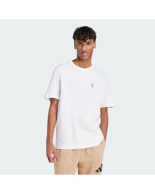 Adidas White Dog Sock Patch Graphic Tee for men