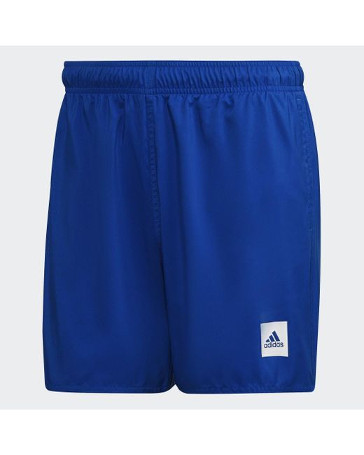 Adidas Blue Short Length Solid Swim Shorts for men