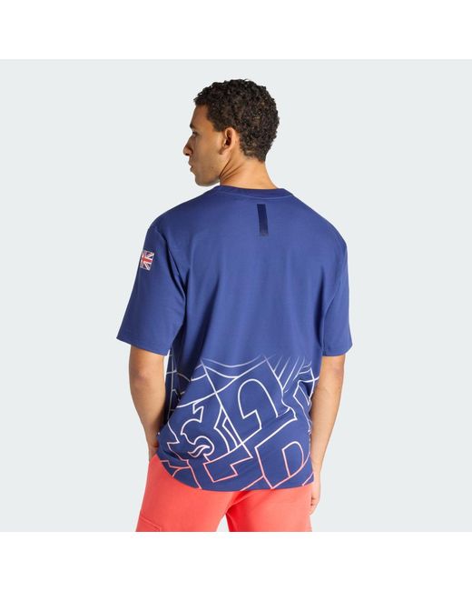 Adidas Blue Boa Aop Riders T-Shirt for men