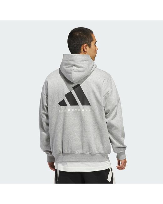 Adidas Gray Basketball Fleece Hoodie (Gender Neutral)