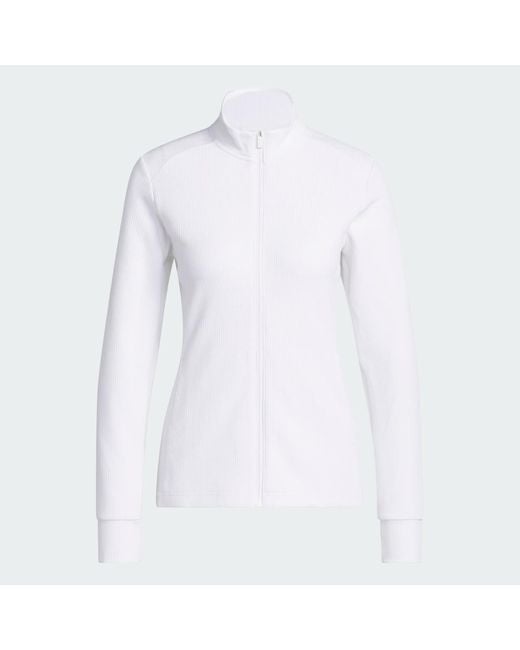 Adidas White Performance Textured Full-Zip Jacket