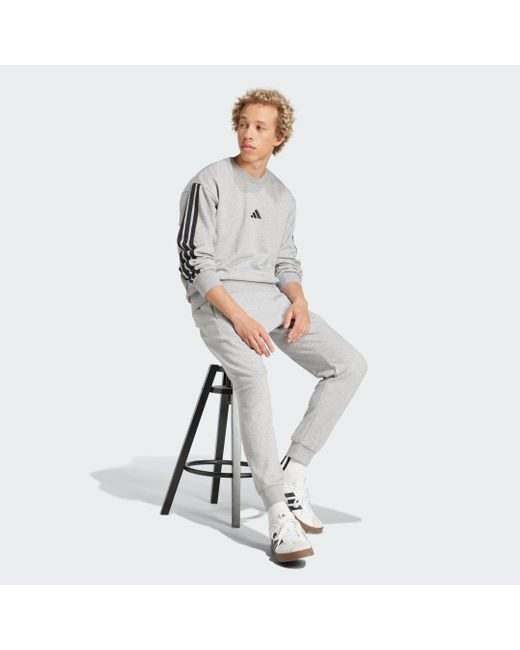 Adidas Gray Essentials 3-Stripes French Terry Sweatshirt for men