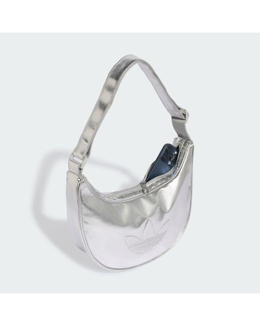 Adidas White Adicolor Half Crescent Bag Metallic Pu
