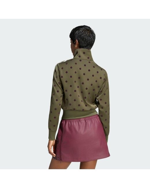Adidas Green Satin Polka Dots Tt Track Top