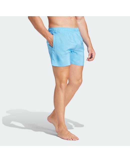 Adidas Blue Solid Clx Classic-length Swim Shorts for men