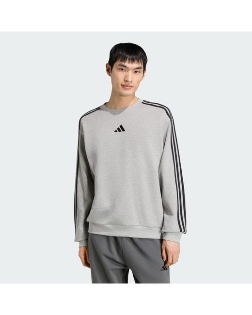 Adidas Gray Essentials 3-Stripes French Terry Sweatshirt for men