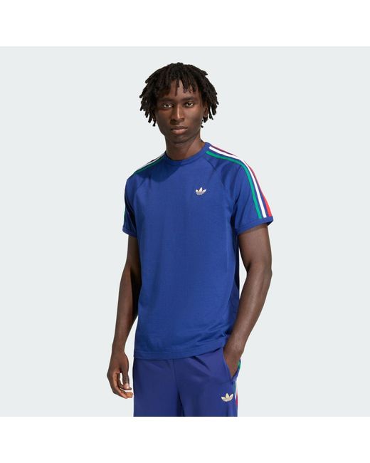 Adidas Blue 3-Stripes T-Shirt for men