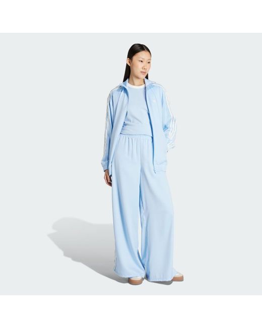 Pantaloni Satin Gamba Larga Originals Ruffle 3-Strisce di Adidas in Blue