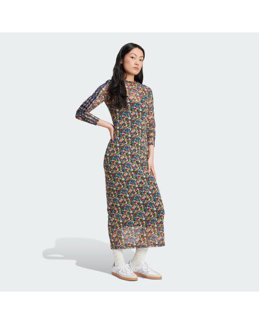 Adidas Brown LIBERTY LONDON MESH MAXIKLEID