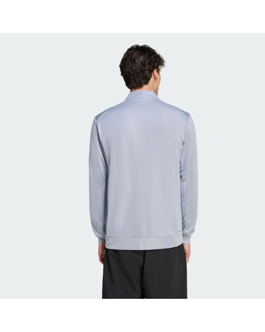 Adidas Blue Workout Essentials All-Set 3-Stripes Knit Track Top for men