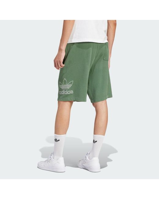 Adidas Green Adicolor Outline Trefoil Shorts for men