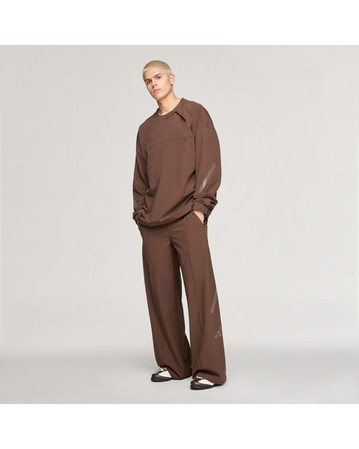 Adidas Brown X Entire Studios Z.N.E. Uniform Half Zip Woven Track Top for men