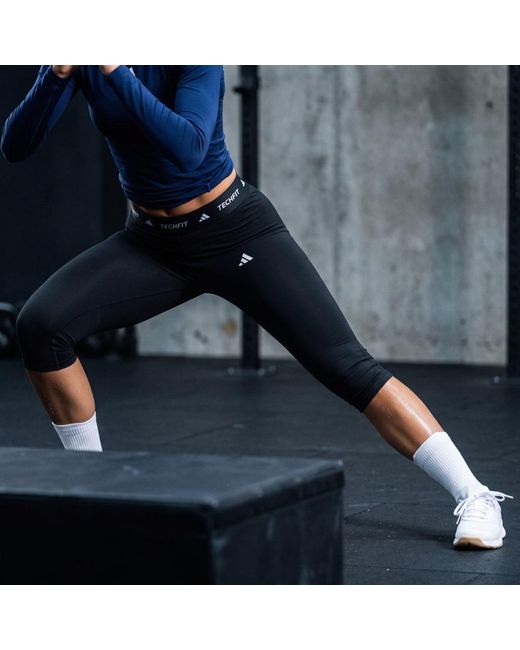 Adidas Blue Techfit Capri Leggings