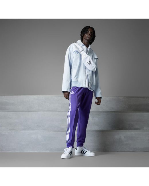 Adidas Blue Real Madrid Terrace Icons Track Pants for men