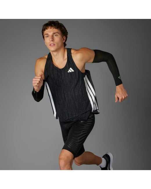 Adidas Black Adizero Running Tank Top for men
