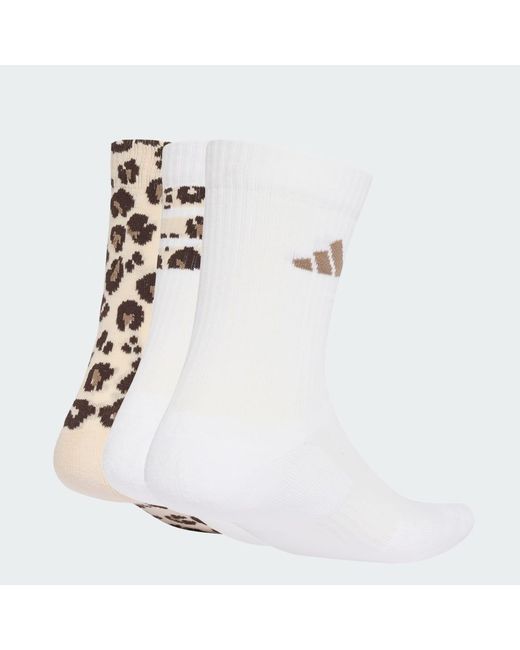 Adidas White Leo Graphic Socks 3 Pair Pack