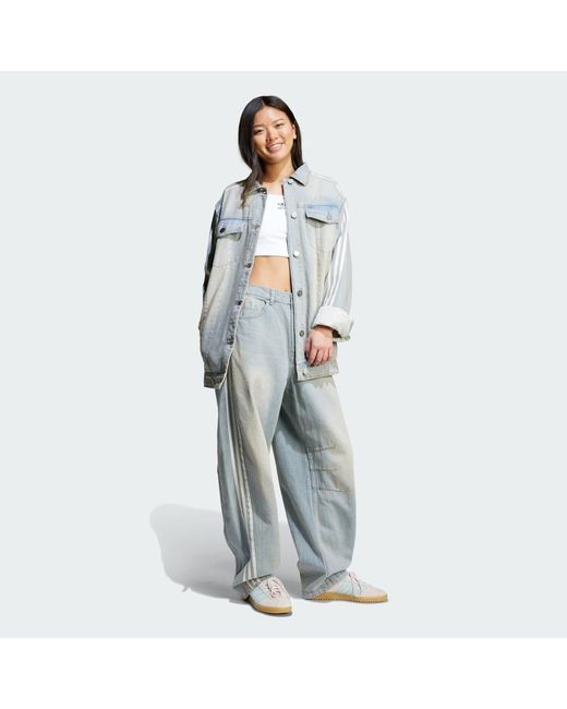 Adidas Blue Adilenium Barrel Leg Denim Pants