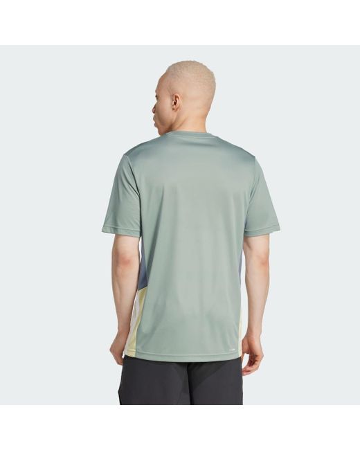 Adidas Green Train Essentials Seasonal Colorblock Tee for men