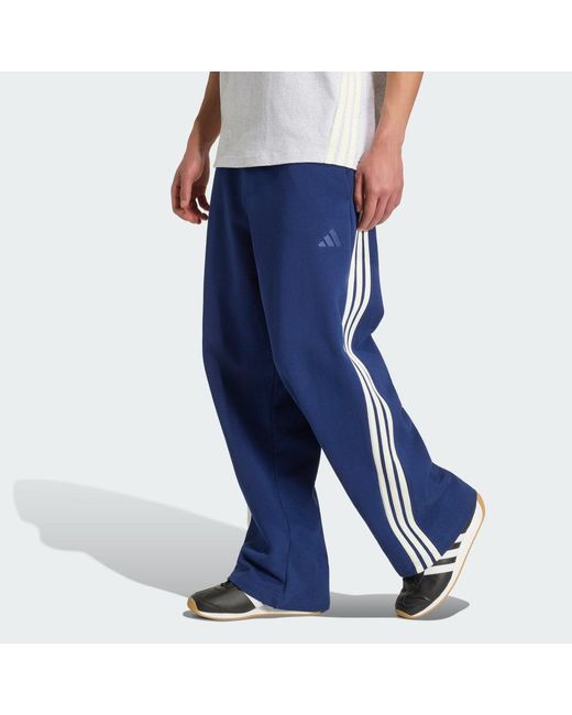 Adidas Blue Kit 3-Stripes Wide Joggers for men