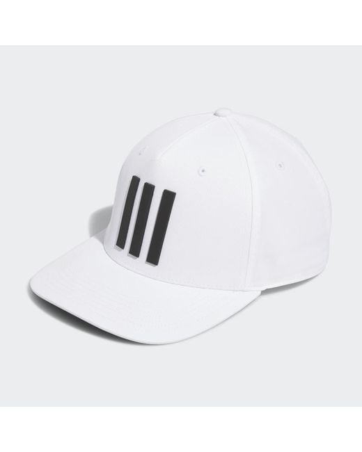 Adidas White 3-Stripes Tour Golf Hat for men