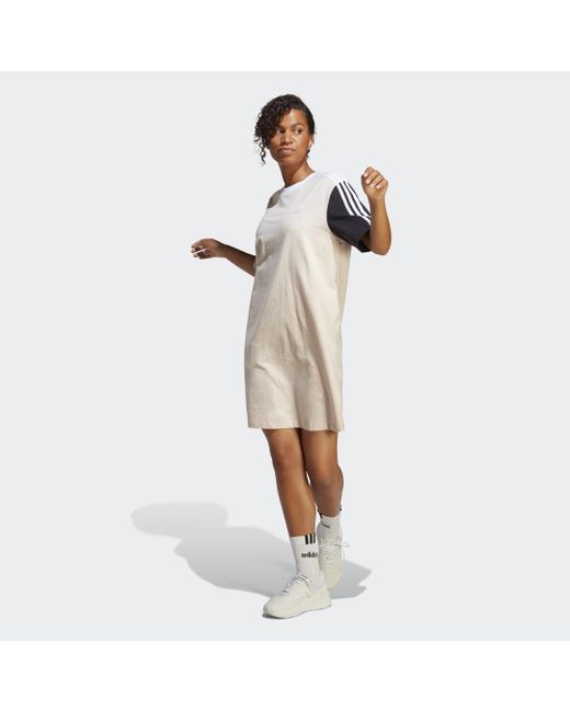 Adidas Natural Essentials 3-Streifen Single Jersey Boyfriend T-Shirt-Kleid