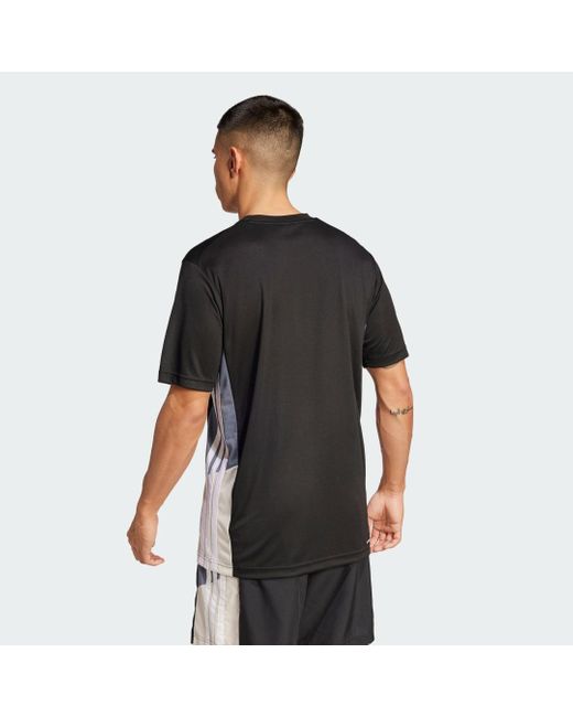 Adidas Originals Black Train Essentials Seasonal Colorblock Tee for men