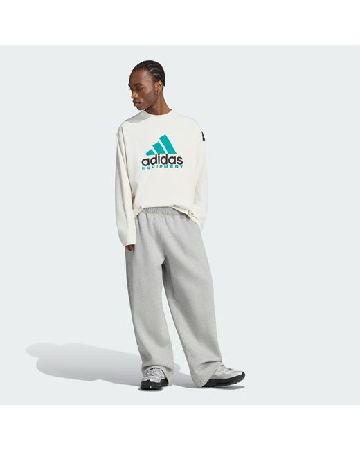 Adidas White Equipment Essentials Long Sleeve T-Shirt for men