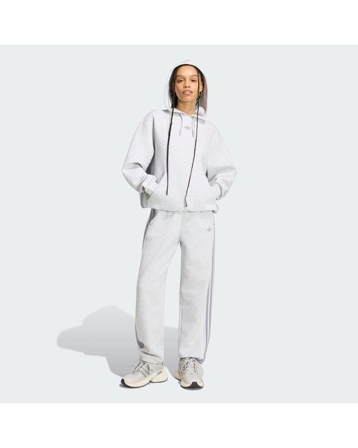 Adidas White Track Tracksuit Bottoms