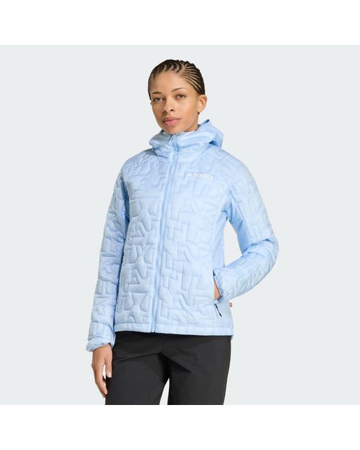Adidas Blue Terrex Xperior Primaloft Loose Fill Insulated Hooded Jacket