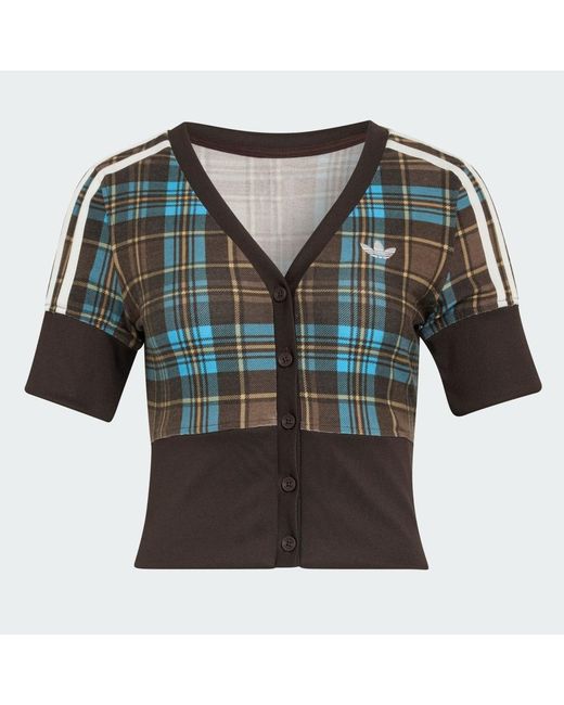 Adidas Multicolor Checked V-Neck Shirt With Buttons