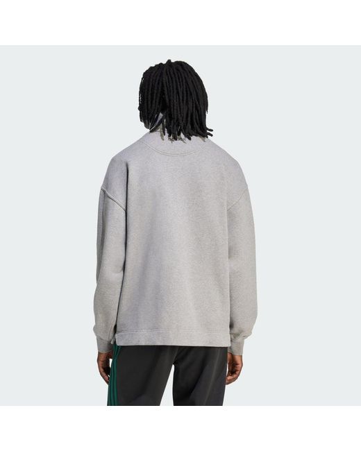 Adidas Gray 90S Alternative Sport Half Zip Graphic Fleece Sweatshirt for men