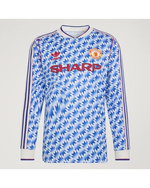 Adidas Blue Manchester United Away Long Sleeve Jersey 90 for men