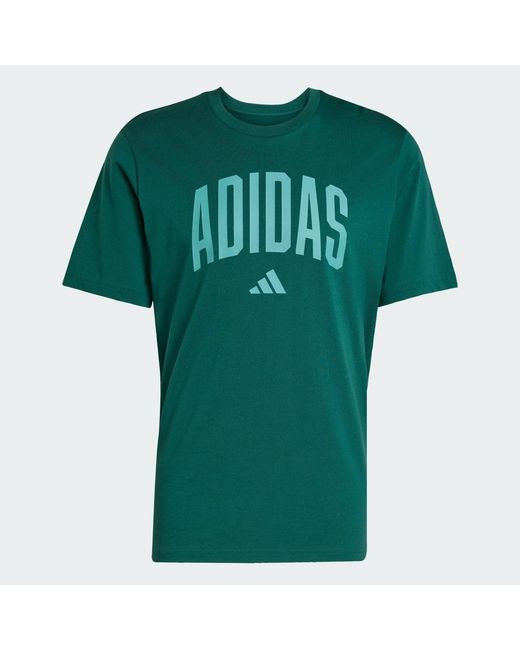 Adidas Green Collegiate Lineage Graphic Tee for men