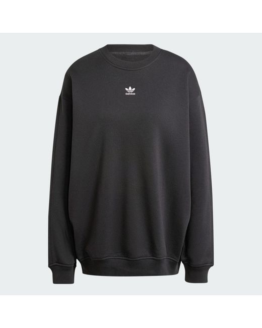 Adidas Black Essentials Fleece Long Oversized Crew Sweatshirt