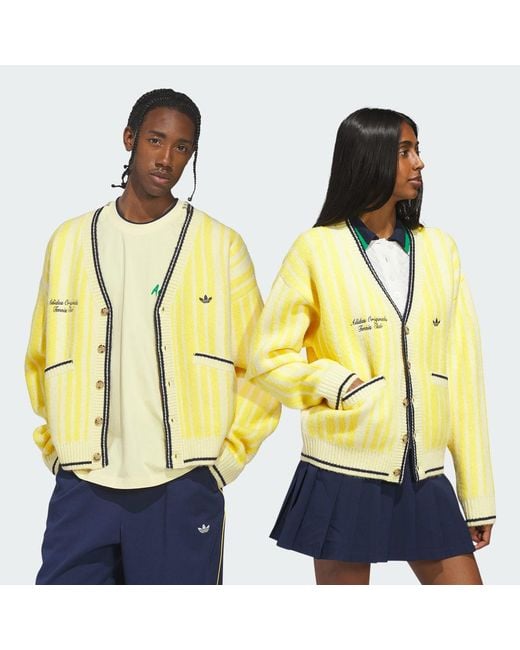 Adidas Yellow Cheviot Knit Cardigan